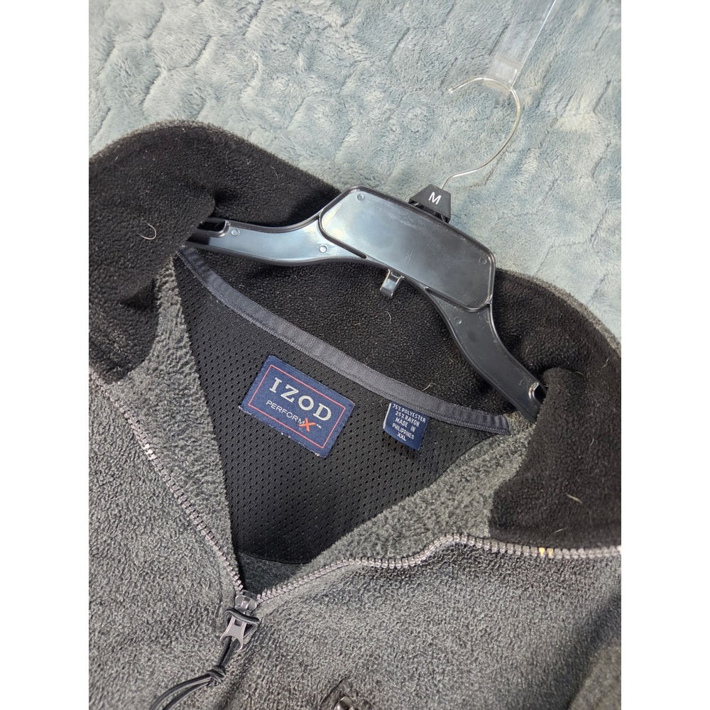 Izod PerformX Mens XXL Fleece Pullover Quarter Zip Mock Neck Gray Jacket Pocket